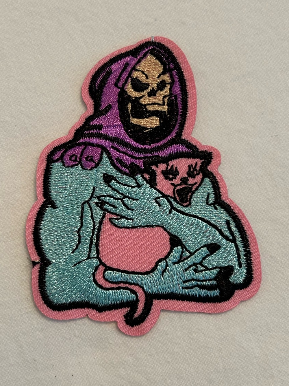 Grunge Goth Punk Skater Skeletor & Therapy Cat Iron On Patch